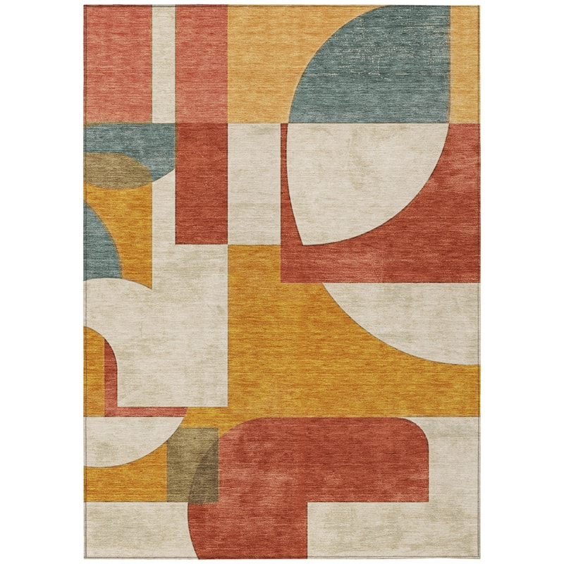HomeRoots Geometric Modern Rectangle Outdoor Rug