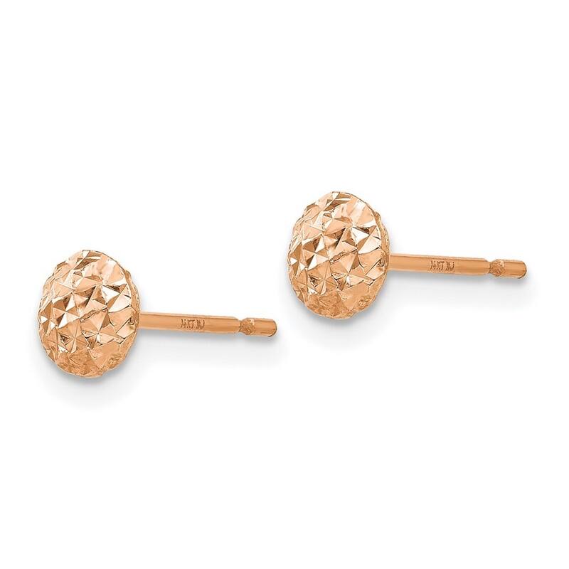 Curata 14k Rose Gold 5 mm Puff Circle Stud Earrings