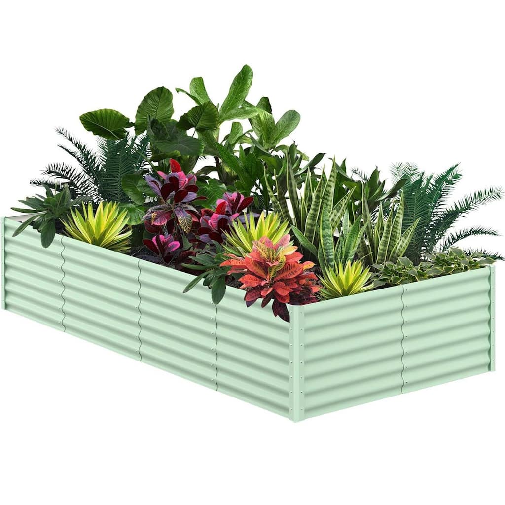 8x4x2ft Galvanized Raised Garden Bed, Planter Boxes Outdoor for Vegetables, Herbs, Flowers
