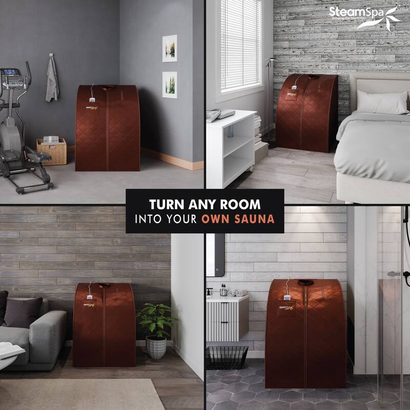 SteamSpa Portable 1-Person 1050 Watt Infrared Home Sauna with Digital Controller, Brown