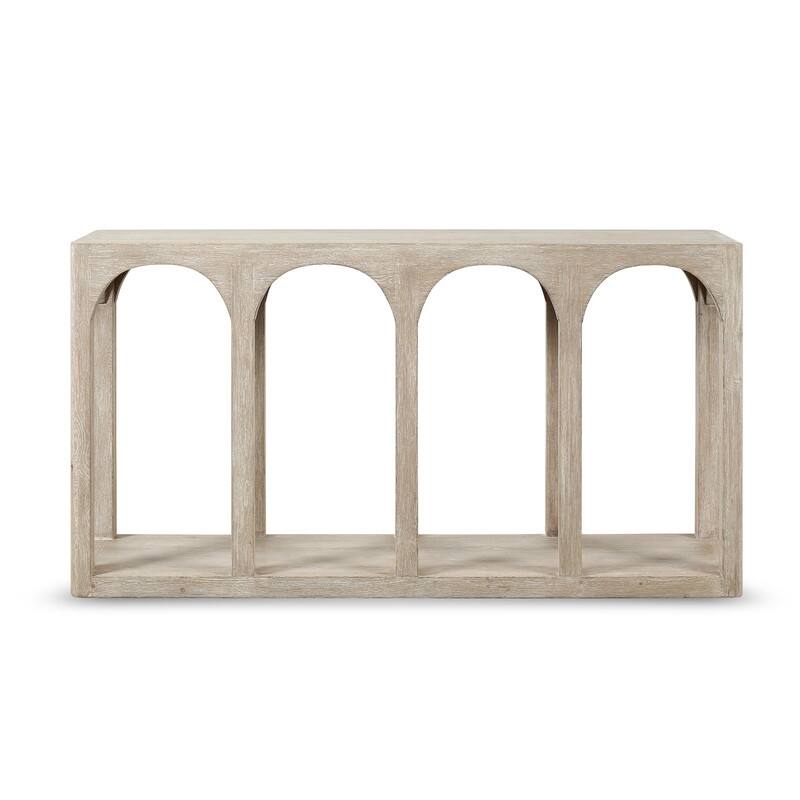 Ming Arch Console Table Whitewash 59x14x32H