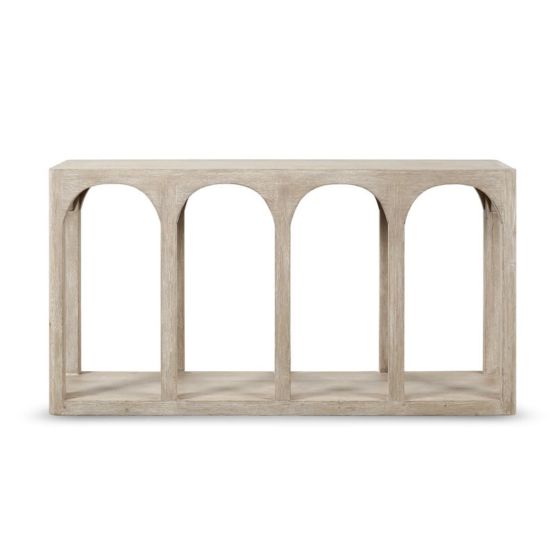 Ming Arch Console Table Whitewash 59x14x32H