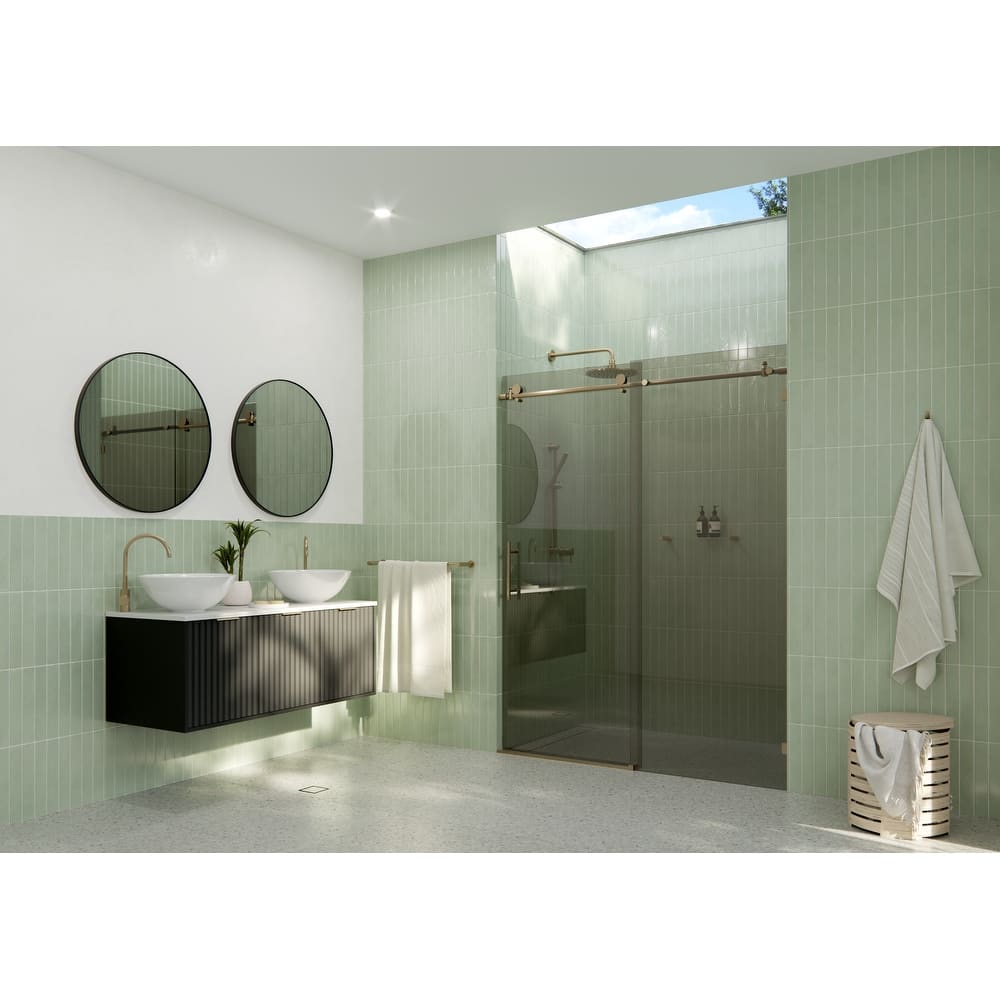 Equinox 60 in. x 78 in. Fully Frameless Glass Sliding Shower Doors with Gray Tint