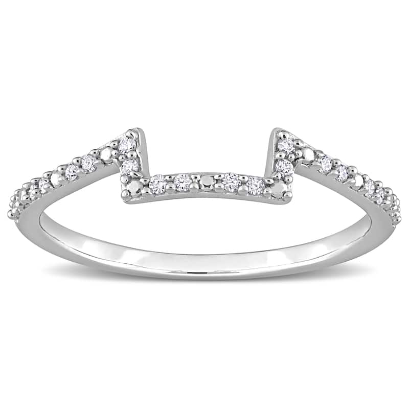 Miadora 1/10ct TDW Diamond Contour Stackable Wedding Band in 14k White Gold