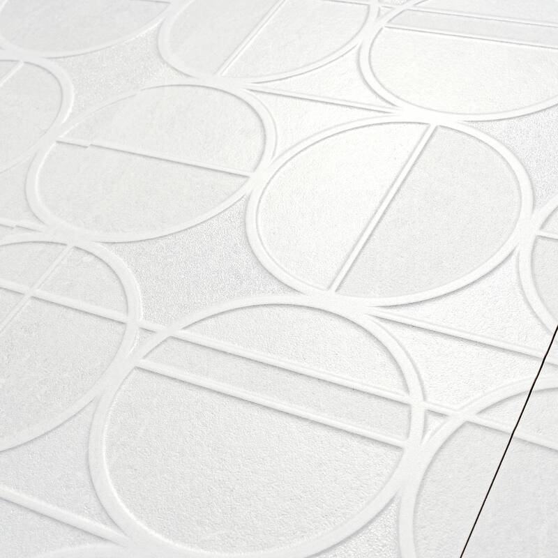 Imprint 16x48 in. Soft Cloud White Matte Ceramic Concentric Circle Large Wall Tile (15.5 sq ft/case, 3-Pack)