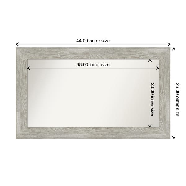 dimension image slide 51 of 113, Dove Greywash Framed Non-Beveled Custom Wall Mirror, Bathroom Vanity Mirror