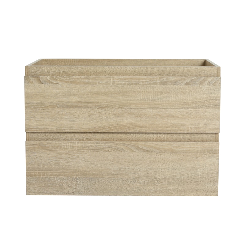 30 Inch Wall-Mounted Bathroom Vanity Base without Sink, Bathroom Cabinet with Soft-Close Drawers - Light Oak