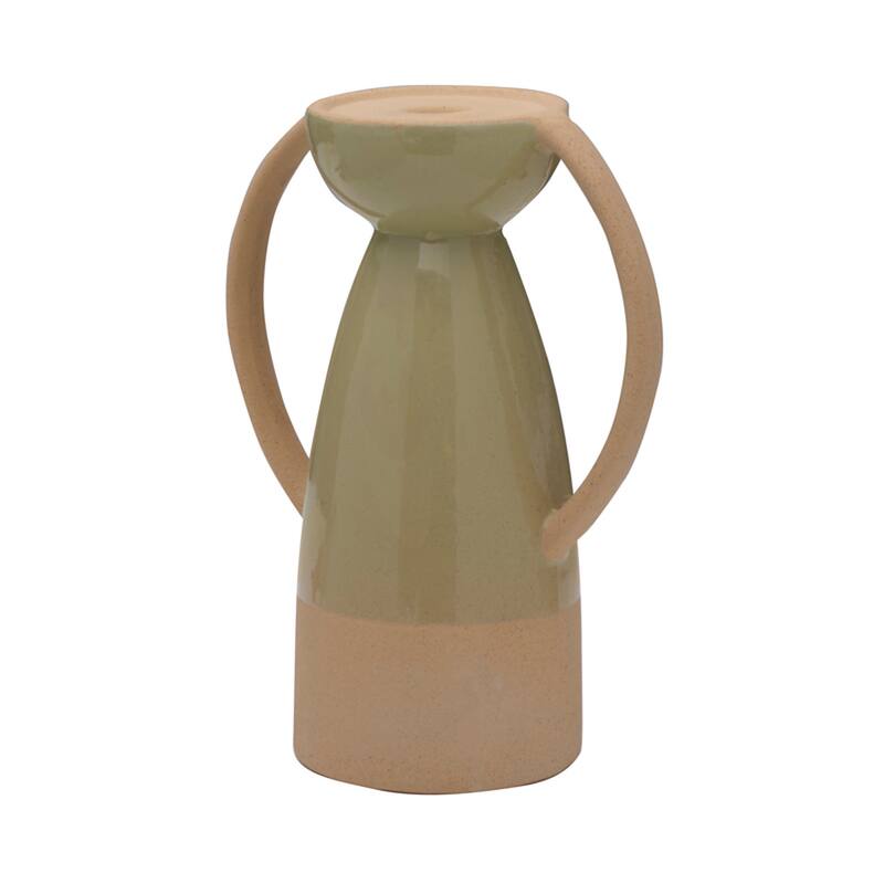Elements Ceramic Green Pillar Holder, 10 Inch