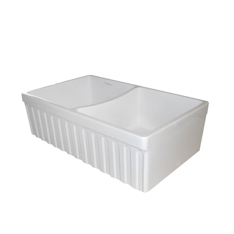 Whitehaus Quatro Alcove 33" Farmhouse Double Basin Fireclay Kitchen