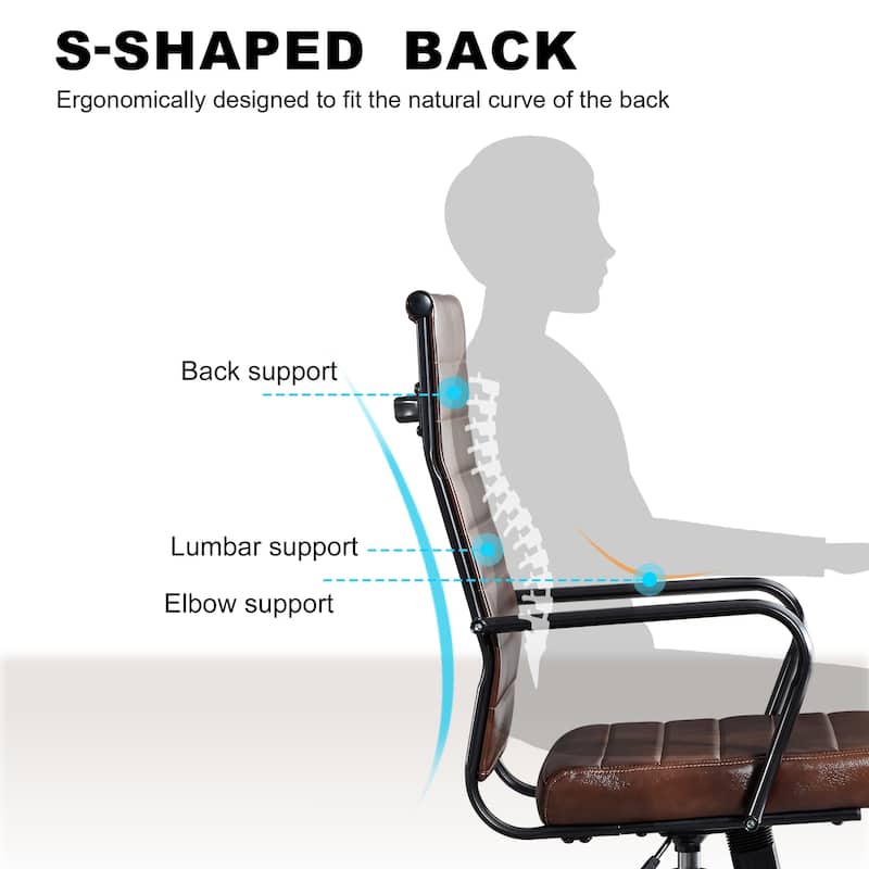 Ergonomic Office Chair Full-Grain Leather with Lumbar Support