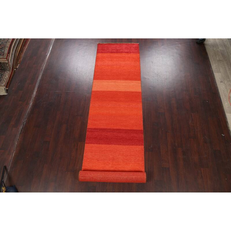 Contemporary Gabbeh Kashkoli Oriental Runner Rug Wool Hand-knotted - 3'2" x 15'6"