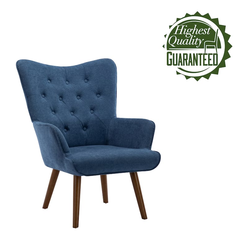 Porthos Home Harlem Accent Chair, Polyester Wingback, Wooden Legs