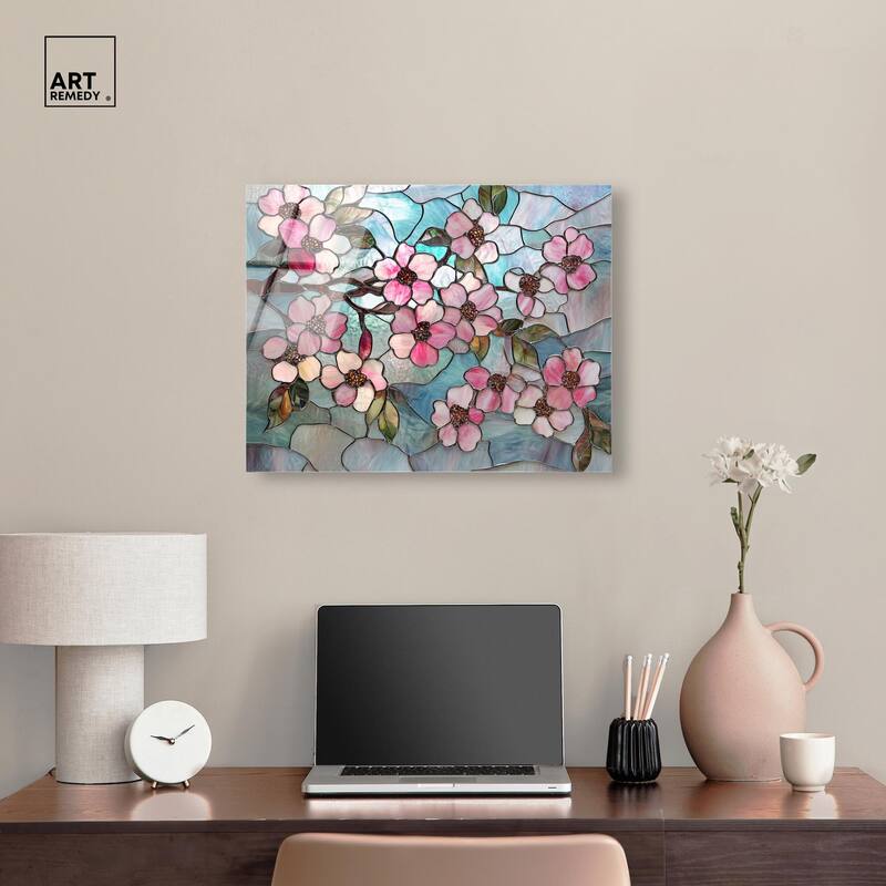 Shimmering Spring Blossoms II Acrylic by Art Remedy, Ready to Hang