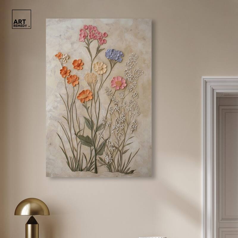 Sculpted Flora Frieze IV Canvas by Art Remedy, Gallery Wrapped