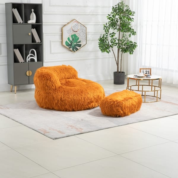 Bean Bag Chair Faux fur Lazy Sofa /Footstool Durable Comfort