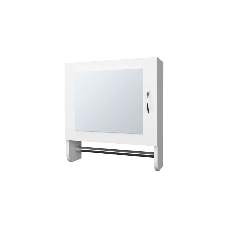 Medicine Cabinet with Towel Bar and Included Mirror - White