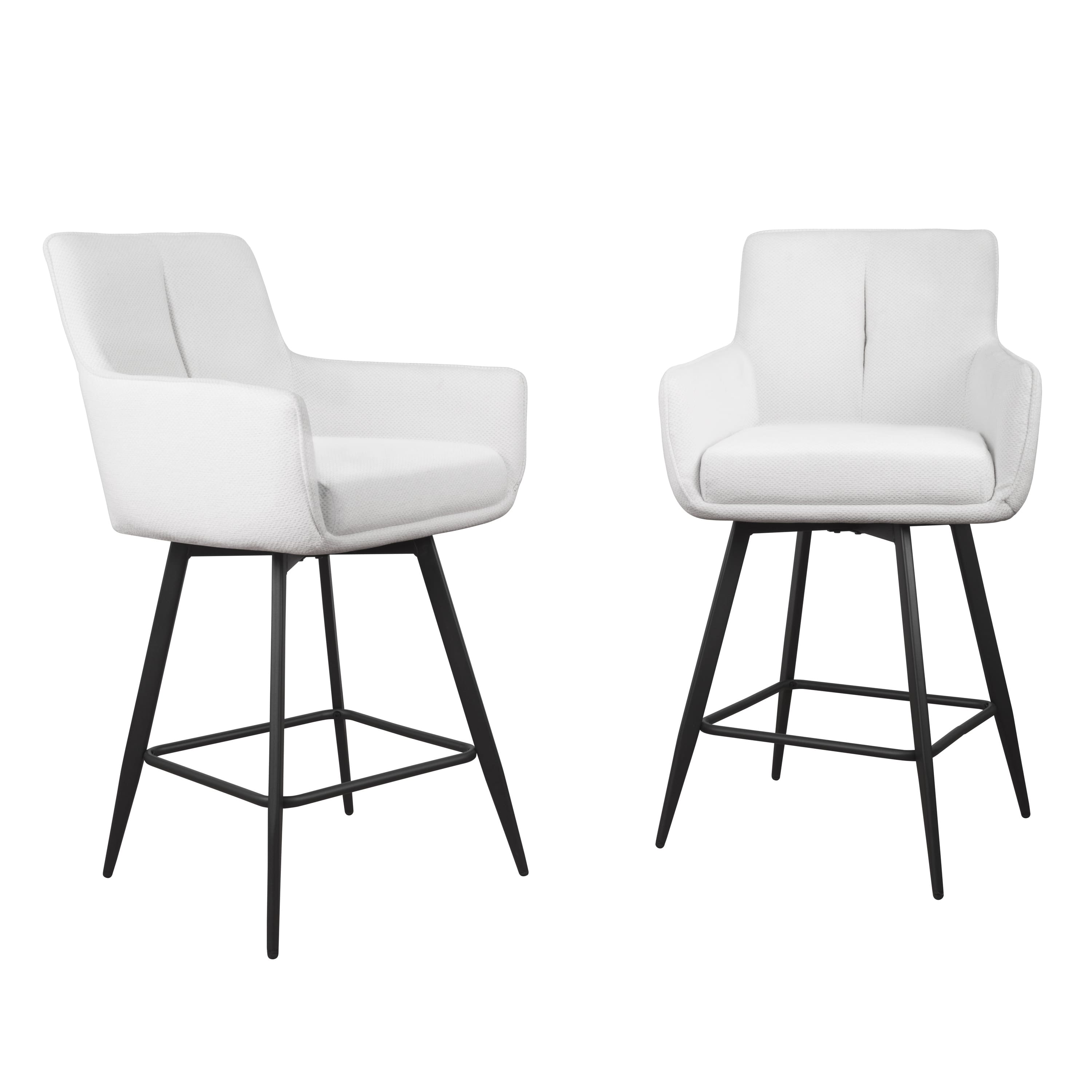 Art Leon Swivel Upholstered Modern Counter Stools with Metal Legs(Set of 2)
