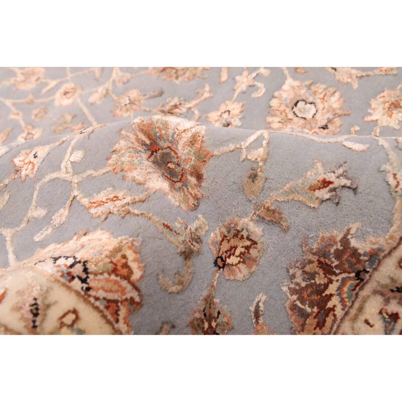 ECARPETGALLERY Hand-knotted Mirzapur Grey Viscose, Wool Rug - 5'8 x 7'11