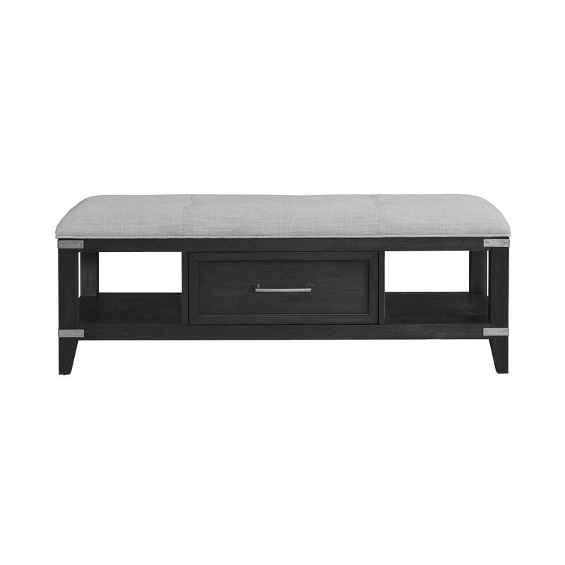 Laguna Bedroom 52" Wide Bench with Drawer, Weathered Steel