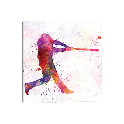 iCanvas "Baseball Player Hitting A Ball I" by Paul Rommer Canvas Print