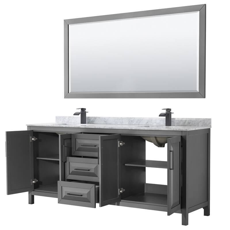 Daria 80-inch Double Vanity, Marble Top, 70-inch Mirror