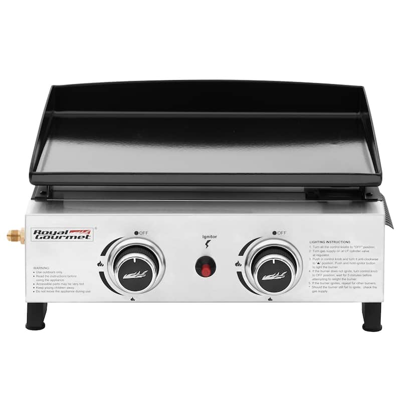 Royal Gourmet Portable 2-Burner Portable Grill Griddle,Black & Silver