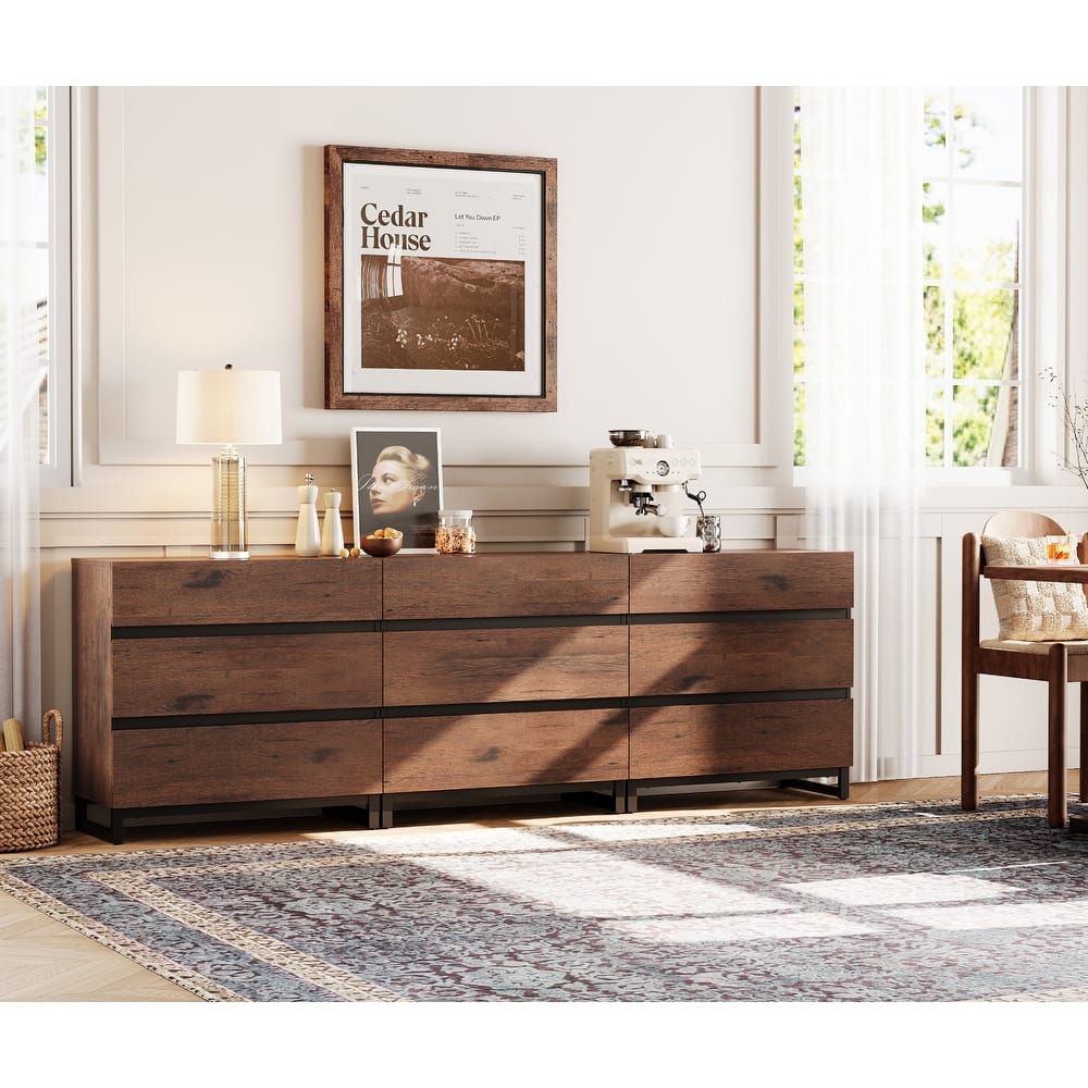 WAMPAT Modern Drawer Dresser, Wooden Chest with Metal Base, Versatile Storage and Closet Organizer for Bedroom, Living Room