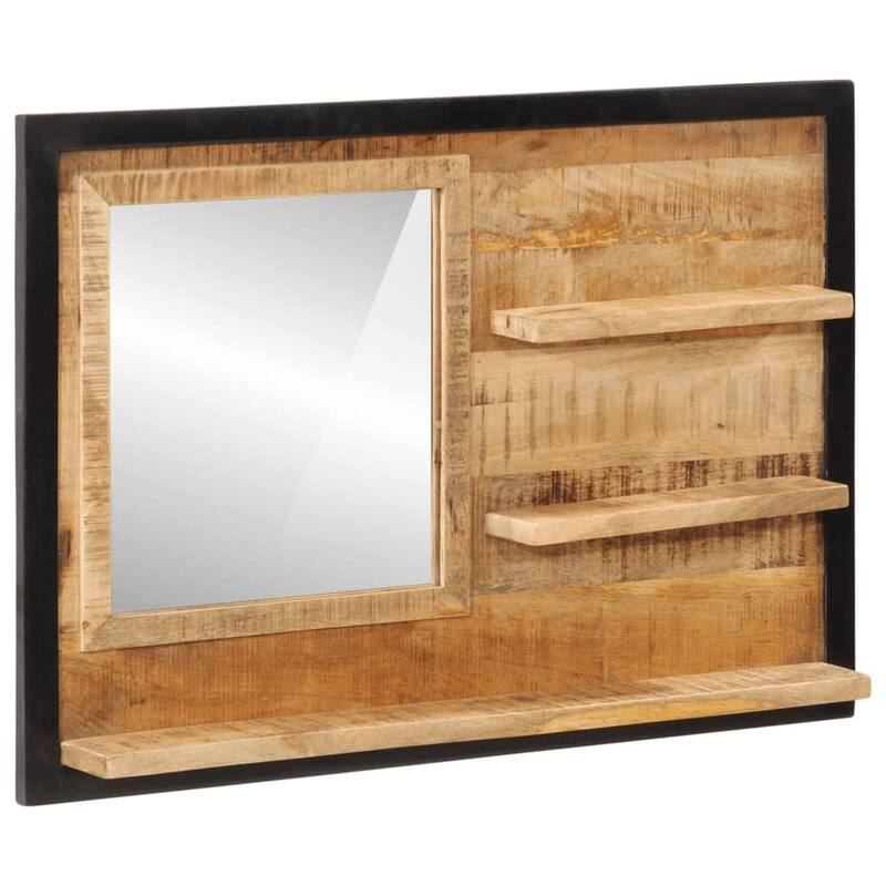 vidaXL Bathroom Mirror Natural mango wood with clear mirror - 3.1 x 31.5 x 21.7 in