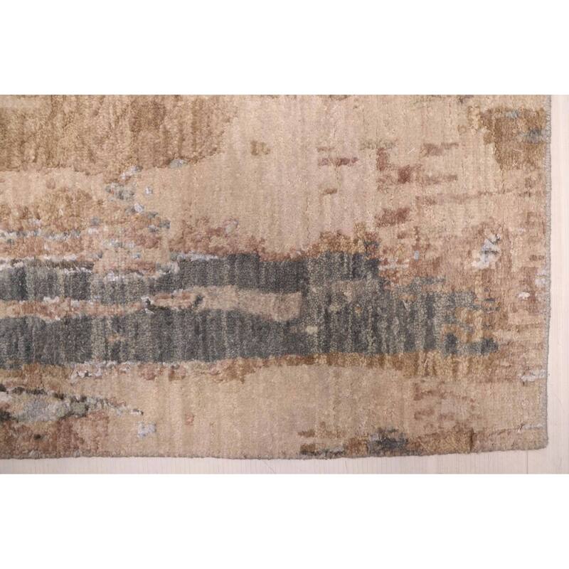 ECARPETGALLERY Hand-knotted Legacy Tan Silk, Wool Rug - 2'6 x 12'0