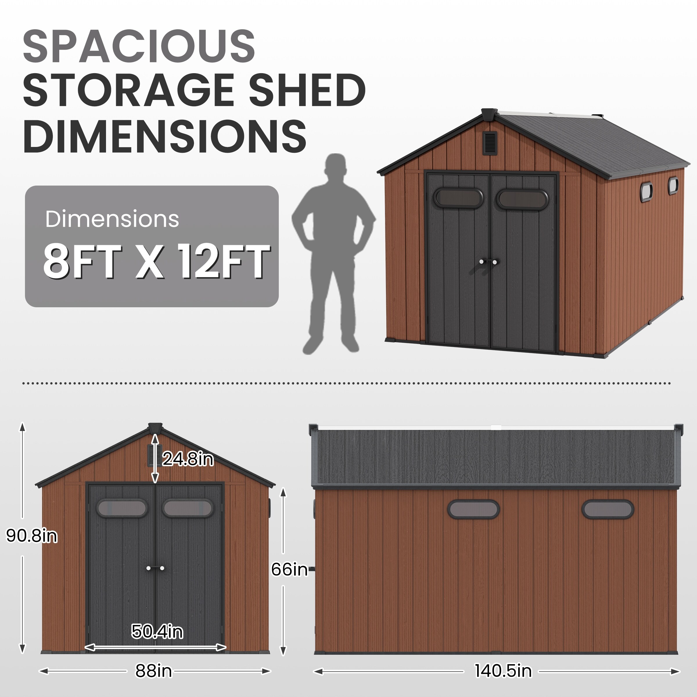 8' x 8' / 8' x 10'/ 8' x 12' Outdoor All-weather Rust-Resistant
