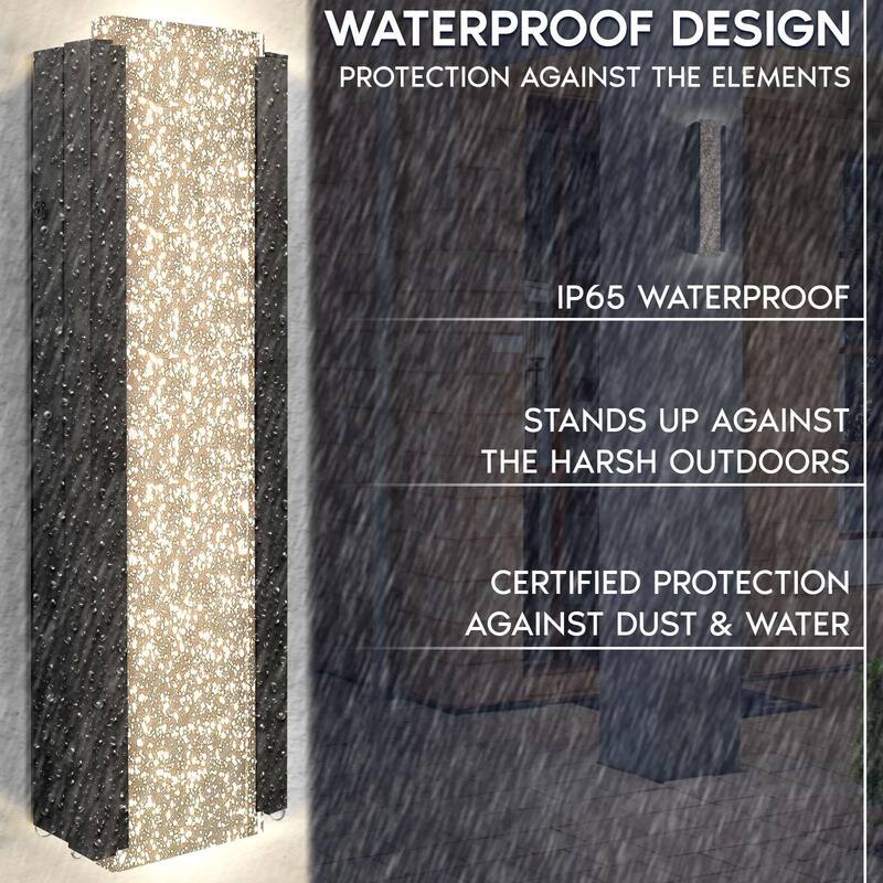 Luxrite LED 17" Bubble Glass Outdoor Wall Sconce, 3CCT 3000K-5000K, IP65, 12W, Aluminum, ETL 2-Pack - 3CCT (3000K/4000K/5000K)