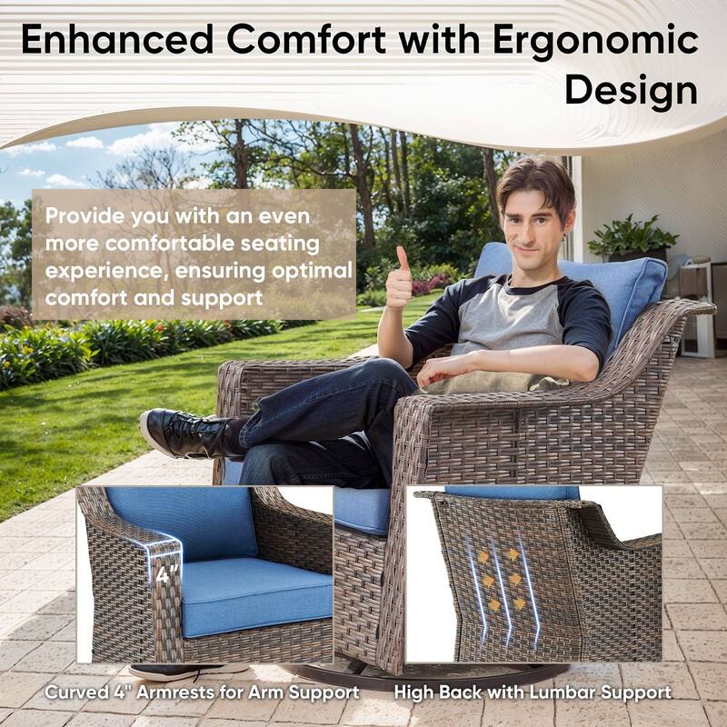 Pocassy All-Weather Rattan Patio Funiture Set