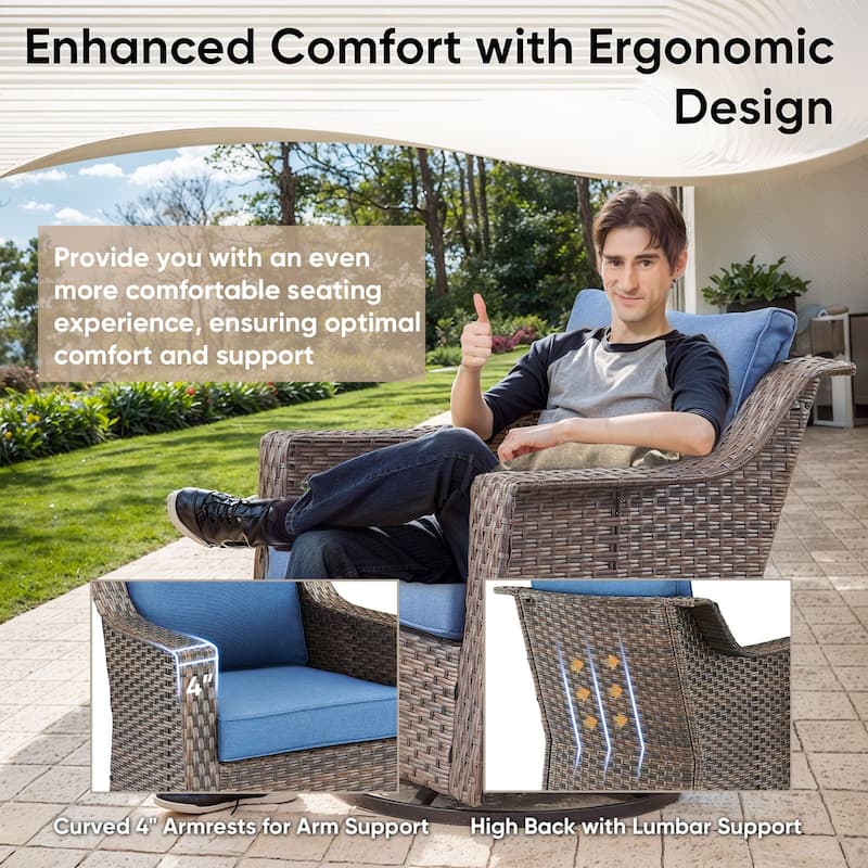 Pocassy Outdoor Chair with Comfortable Cushion Set of 2