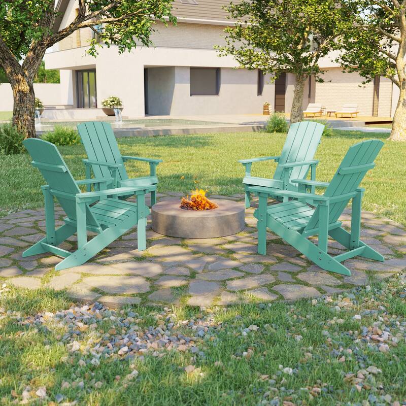 Bonosuki Weather-resistant Wood Outdoor Adirondack Chairs-Set of 4