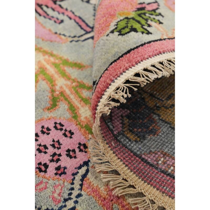 Hand Knotted Oriental 100% Wool Carpet Traditional All-Over Navy Blue & Blues Ziegler Area Rug - 19' 7'' X 10' 2''