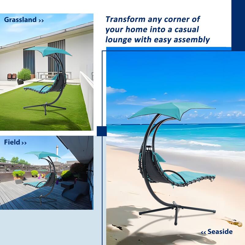 Hanging Chaise Lounger with Removable Canopy