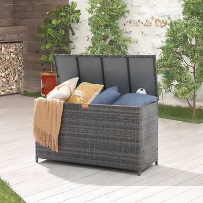 125 Gallon Waterproof Large Resin Deck Box Indoor Outdoor Lockable Storage Container for Patio Furniture, Toys and Garden Tools