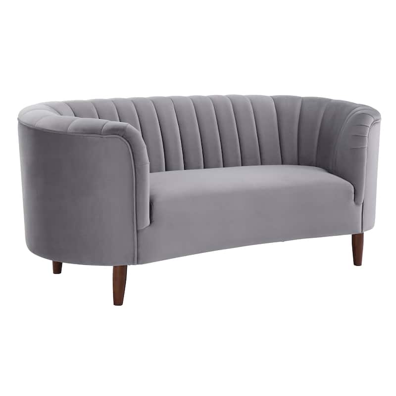 Yanna Tufted Loveseat with Wooden Leg - Grey