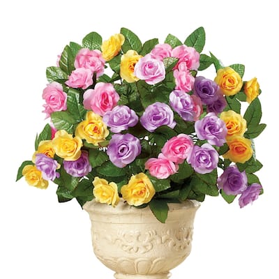 Artificial Pastel Rose Bushes Set of 3 - 17.500 x 10.000 x 3.000