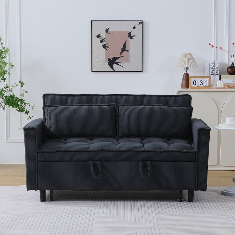 55" 3-in-1 Double Pull-Out Sofa Bed for Living Room