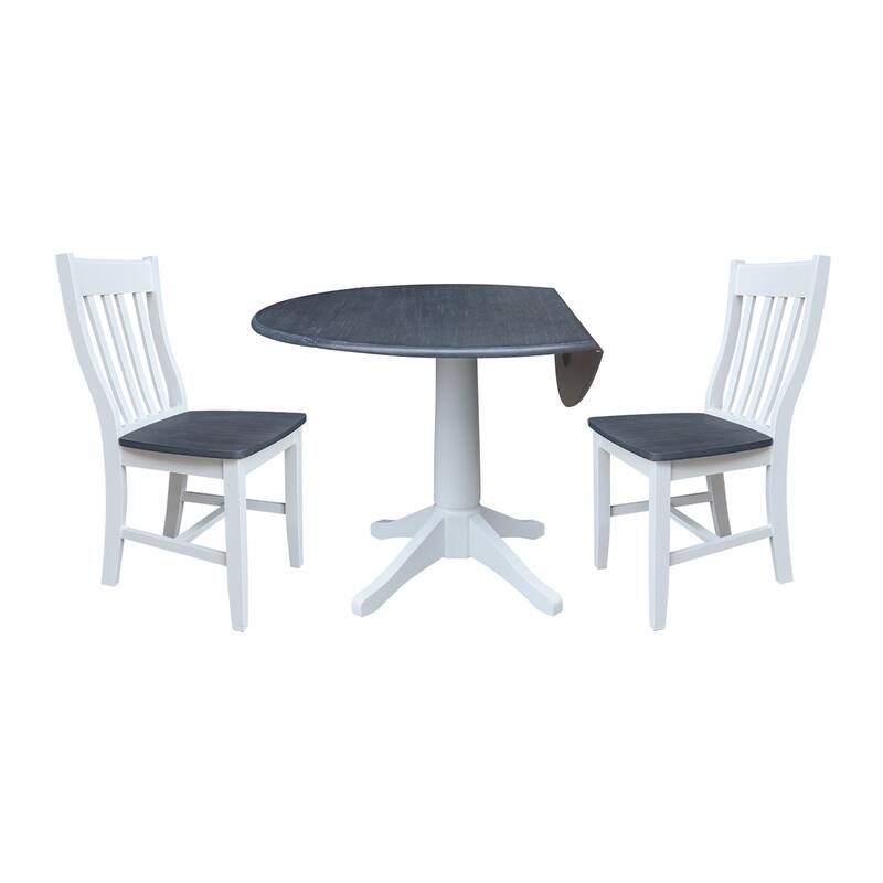 42" Round Top Dual Drop Leaf Pedestal Table with Dining Chairs