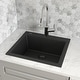 preview thumbnail 1 of 9, Ruvati 22 x 20 inch epiGranite Drop-in Topmount Granite Composite Single Bowl Kitchen Sink - Midnight Black - RVG1022BK