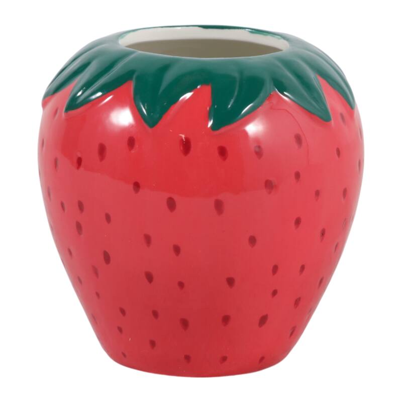 Decorative Strawberry Pencil Cup Storage - 4", Red - 4.0"