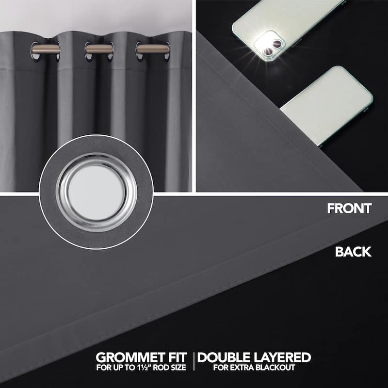 Deconovo 100 Percent Blackout Double Layers Lined Curtain (2 Panel)