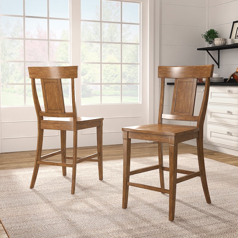 Ronda Panel Back Wood Counter Height Chairs (Set of 2)