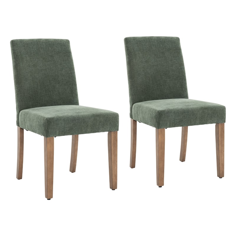 Boucle Fabric Upholstered Dining Chairs (Set of 2) - Green