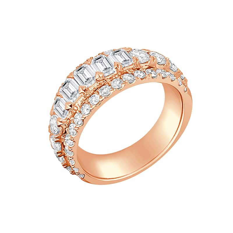 Auriya 14k Gold Lab Grown Emerald-Cut and Round Diamond Band 3.70 ct. tw. (F-G, VS)