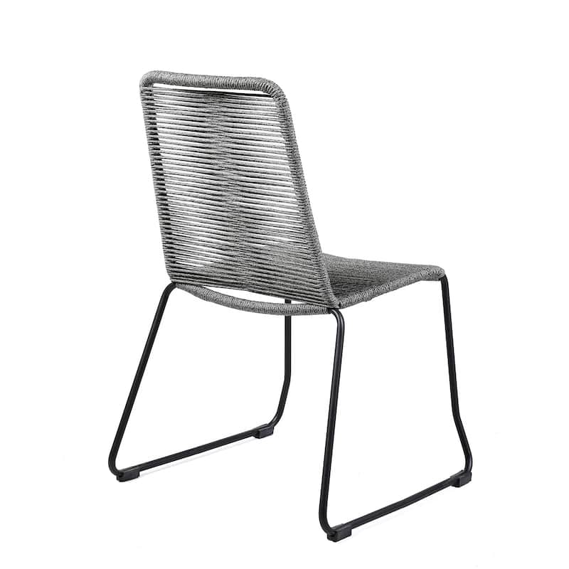 Shasta Metal and Rope Outdoor Patio Stackable Dining Chairs - Set of 2