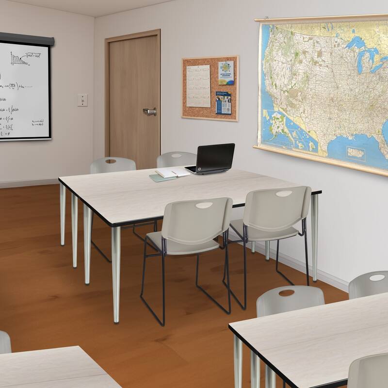 60 x 24 in. Training Seminar Table- Maple Top, Chrome Tapered Legs