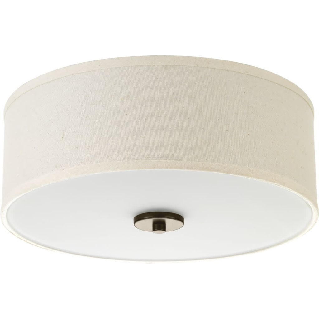 Roseto Zoe 2 Light Flush Mount Drum Ceiling Fixture with Fabric Linen